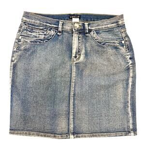 Y2K Denim Mini Skirt Diamond Stretchy Blue Streetwear Jean Skirt Bling Size 8